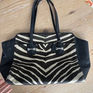 Coach Black and Cream Zebra-Print Tote